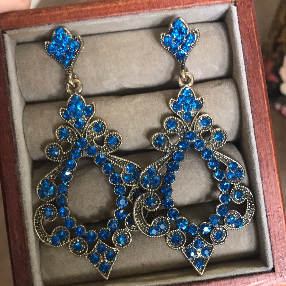 Blue/bronze earrings
